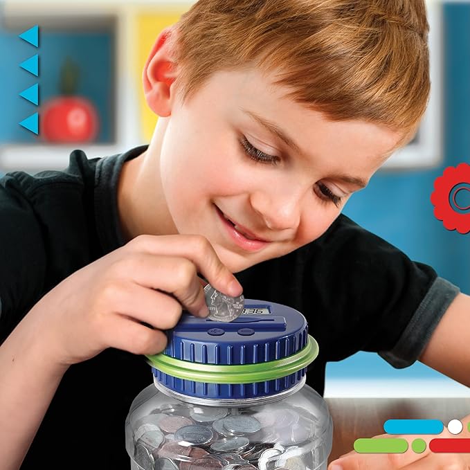 Discovey Digital Coin Counter Money Jar, LCD Screen, Automatic Piggy Bank Savings for US Coins, Keeps Track of Deposits, Battery Operated, Kids Gift