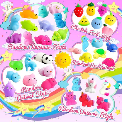 150 Pack Mochi Squishy Toys Kawaii Squishies Stress Relief Toys Pack Boys Girs Party Favors Bulk Birthday Gifts Valentines Day Gifts for Kids Easter Egg Fillers Easter Hunt Basket Pinata Stuffers