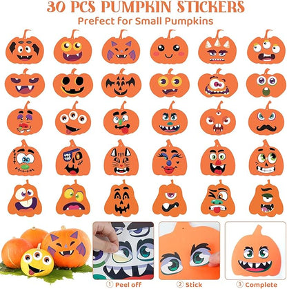 334 Pcs Fall Halloween Foam Pumpkin Crafts, 36 Set Halloween Crafts Foam Pumpkin Stickers DIY Fall Halloween Decorations Ornaments Classroom Party Favor Supplies Activities