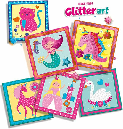 SES Creative: Mess-Free Glitter Art Set - 336 Shiny Foil Diamond & Glitter Foam Stickers, Sticker Cards & Pom Poms, DIY Crafts Kit, Toy Kids Ages 3+