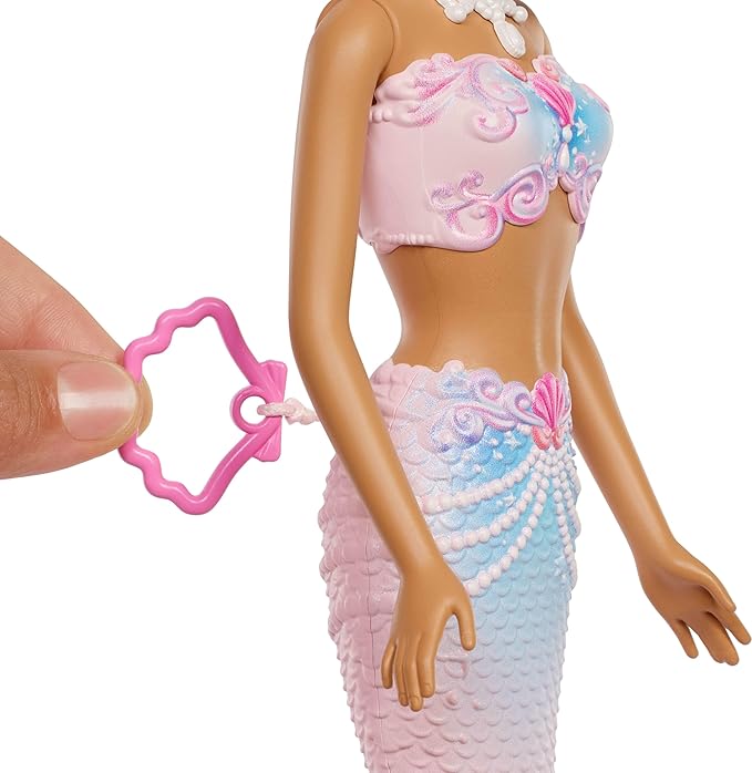 Barbie Bubble Sparkle Mermaid Doll with Bubble-Making Feature & Solution, Tray & Hairbrush, Plus Long, Color-Streaked Blonde Hair