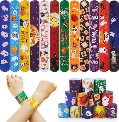 Halloween Slap Bracelets for Kids Halloween Party Favors Friendship Bracelets Bulk for Halloween Party Supplies Snap Bracelet Gifts Classroom Prizes Exchanging Gifts (36)