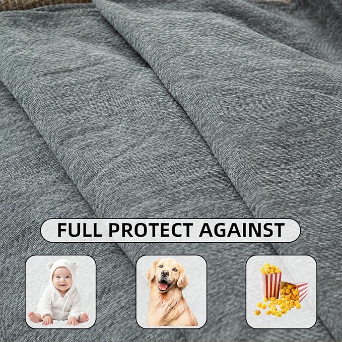 Recliner Chair Covers Lazy Boy Recliner Covers Armchair Cover Blanket Sofa Thick Soft Fabric Living Room Bedroom Throw Washable Sofa Slipcovers for Pets Kids (Gray)