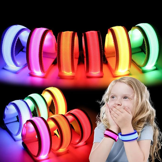 LovesTown 6PCS Glow in the Dark Wristbands, Multicolor Light Up Bracelets LED Wristbands for Kids Night Events Party Supplies