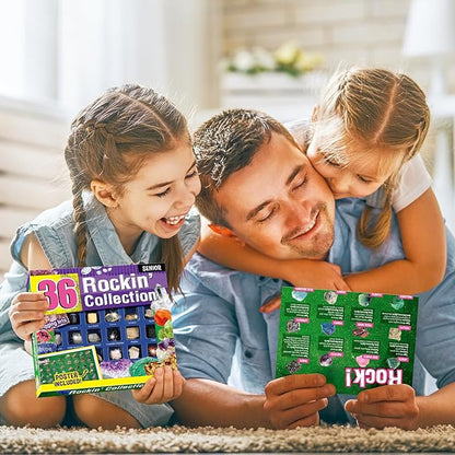 Gamerside Rock Collections for Kids - 36 Real Rocks, Gemstones & Crystals Collection – Educational Science Kit, Great STEM Gift for Boys & Girls Ages 6-12