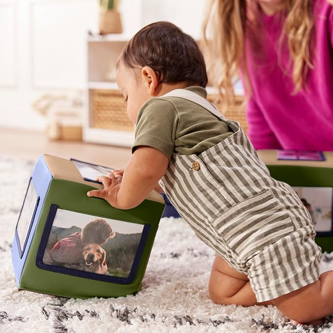 ECR4Kids SoftZone Picture Me Blocks, Activity Cubes, Earthtone, 4-Piece