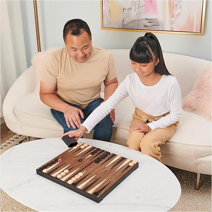Spin Master Games Legacy Deluxe Wooden Backgammon Classic 2-Player Original Board Game Set with Cups and Dice, for Kids and Adults Aged 8 and up