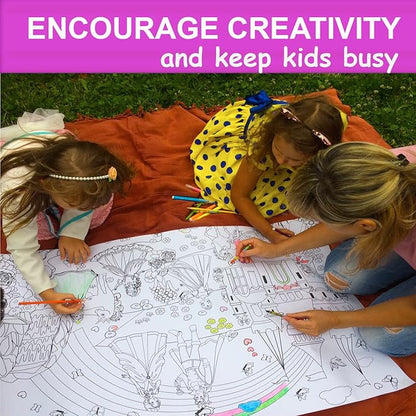 ALEX Art Jumbo Coloring Poster Princess with Markers - Giant Coloring Pages for Kids - Wall Coloring Posters for Kids - Large Coloring Sheets - Super Huge Coloring Poster - Big Coloring XL Floor Size