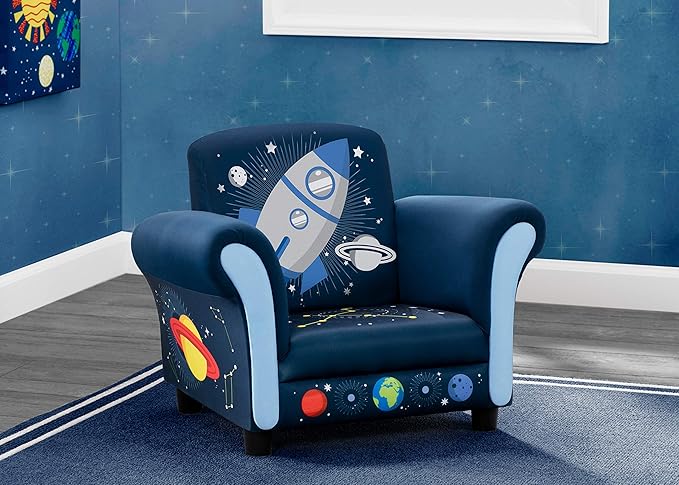 Delta Children Space Adventures Kids Upholstered Chair, Blue