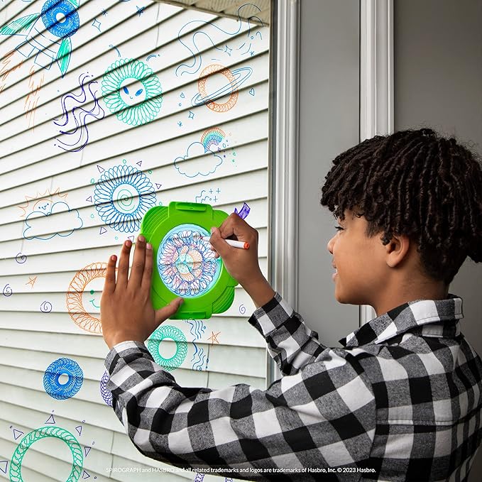 Spirograph — Window Designer — Art and Craft Kit for Kids — Design on Windows and Mirrors — Easy-to-Clean — for Ages 7+