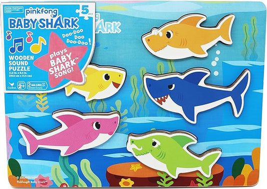 Spin Master Games, Pinkfong Baby Shark Musical Wooden Sound Puzzle, Plays Viral Song, Baby Shark Toddler Toys, for Fans of Baby Shark & Kids Who Love Music, for Ages 2 & Up
