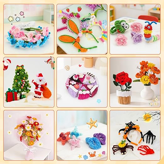 3000 PCS Pipe Cleaners, Pipe Cleaners Bulk 50 Colors, Chenille Stems for Flowers DIY Art Creative Crafts Decorations Colorful Thick Pipe Cleaners Craft Supplies for Christmas Halloween Birthday Gift