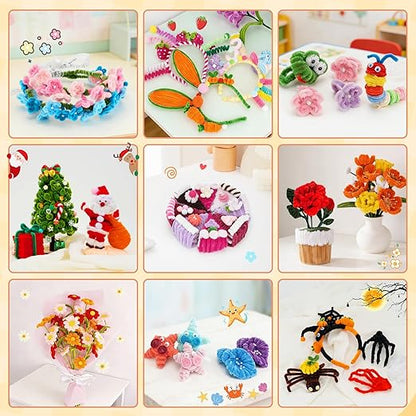 1600 PCS Pipe Cleaners, Pipe Cleaners Bulk 48 Colors, Chenille Stems for Flowers DIY Art Creative Crafts Decorations Colorful Thick Pipe Cleaners Craft Supplies for Christmas Halloween Birthday Gift