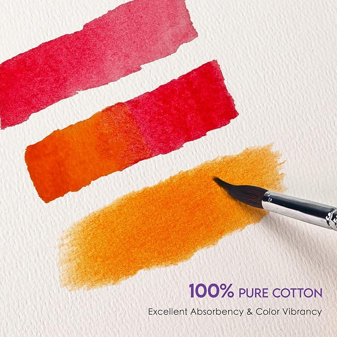 KOVIEDE 100% Cotton Watercolor Paper Pad 9"x12" (3 Pack, 30 Sheets Each) - Cold Press 140lb/300gsm Spiral Bound Watercolor Sketchbook, Artist Quality Art Journal Supplies
