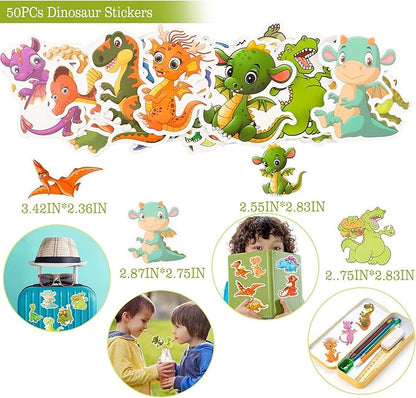 108Pcs Dinosaur Party Favors Dinosaur Stamps Slap Bracelets Keychains Rings Stickers Temporary Tattoos for Kids Birthday Party Supplies, Carnival Prizes, Prize Box Gift, Pinata Goodie Bag Fillers