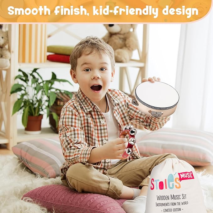 STOIE'S 15 pcs Wooden Toddler Musical Instruments for Kids Ages 5-9 Montessori Baby Musical Instruments for Toddlers 3-5 Kids Musical Instruments Toys