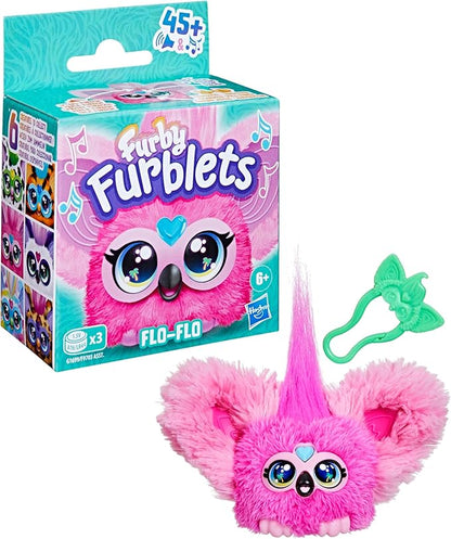 Furby Furblets Flo-Flo Mini Friend, Electronic Plush Toys, Pink Flamingo, Speaks Furbish & Plays Music, Series 5, Easter Basket Stuffers, Ages 6+
