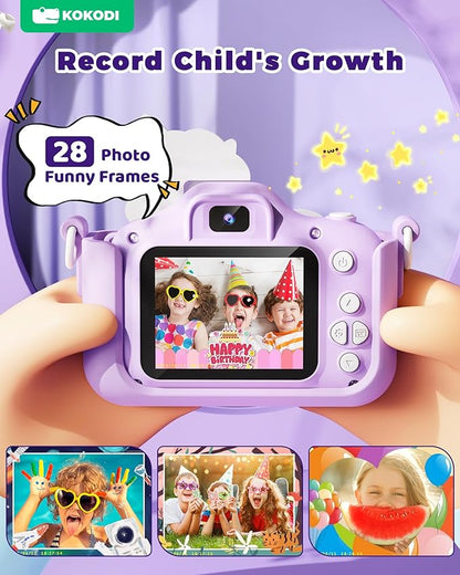 KOKODI Kids Camera Toy Digital Camera for Kids, Birthday Gifts for Girls Age 3-12, 1080P HD Video Camera for Toddler, Unicorn Children Toys for 3 4 5 6 7 8 9 Year Old Girls with 32GB SD Card (Purple)