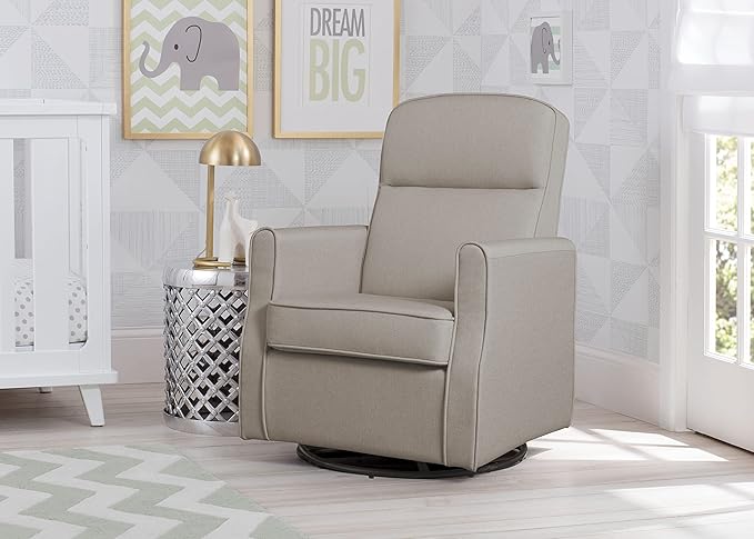 Delta Children Blair Slim Nursery Glider Swivel Rocker Chair, Taupe