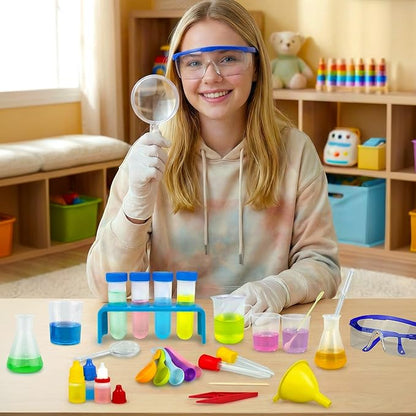 33PCS Lab Science Experiments for Girls and Boys Learning Kits for Junior Chemistry Beakers and Test Tubes Fun Experiments for Students Activities Science Project Classroom Gift for Curious Minds