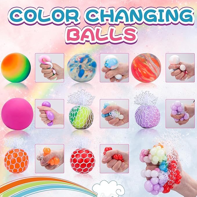 36 Pack Stress Balls, Squishy Balls, Squishy Fidget Stress Relief, Squeeze Ball for Adults Stress Relieve, Prize Box for Friends, Party Favors