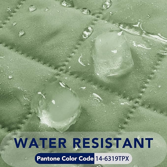 PureFit Reversible Quilted Sofa Cover, Water Resistant Slipcover Furniture Protector, Washable Couch Cover with Non Slip and Elastic Straps for Kids, Dogs (Oversized Chair, Sage Green/Ivory)