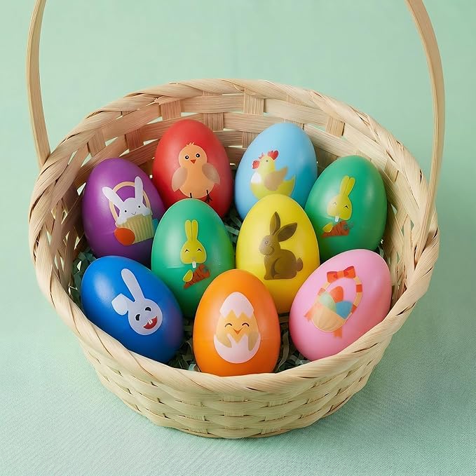 8 Pack Easter Plastic Shake Eggs Percussion Musical Maracas Easter Egg Shakers for Kids Toddlers Easter Basket Stuffers Egg Fillers Party Favors Gifts