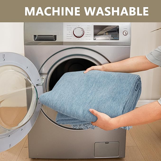 MYSKY HOME Oversized Armchair Couch Cover for 1 Cushion Couch, Washable Sofa Protector, Chair Couch Covers with Tassel Sofa Covers Sofa Throws Sofa Slipcovers Futon Cover for Pet, Kid, 71"X91", Blue