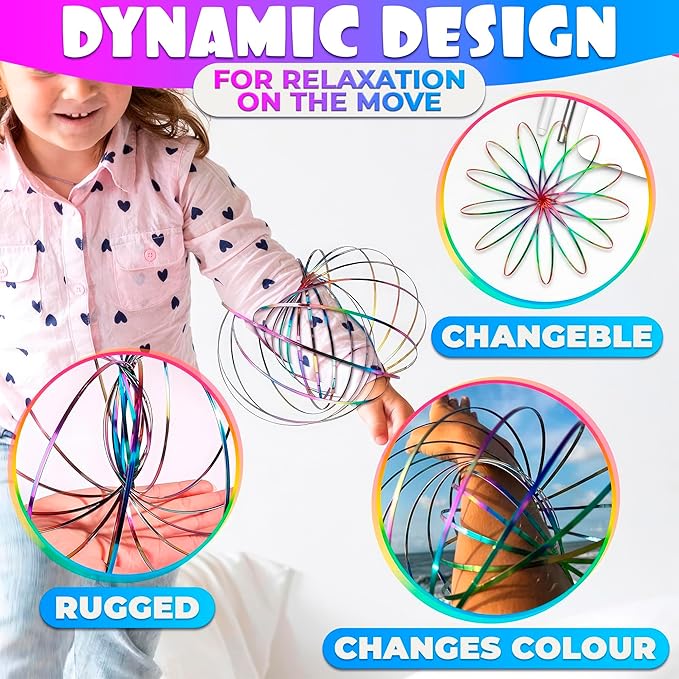 Flow Ring Spinner Ring Arm Toy - Sensory Rings Fidget Bracelet Geometric Sensory Spring Toy Magic Flow Bracelet Fidget Flow Bracelet Flow Rings Fidget Toy - Arm Fidget Spinner Kinetic Toys Magic Rings