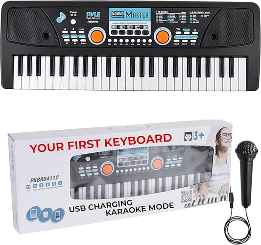 Pyle 49-Key Electric Piano Keyboard – Portable Digital Music Keyboard with Drum Pad, Microphone, Record & Playback Mode for Beginners and Kids