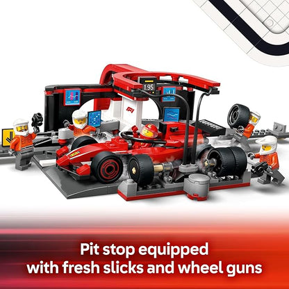 LEGO City F1 Pit Stop & Pit Crew with Ferrari Car Toy - Model Race Car Toy Building Playset for Kids, Boys and Girls, Ages 6+ - F1 Collectible for Fans - Gift Idea for Birthdays - 60443