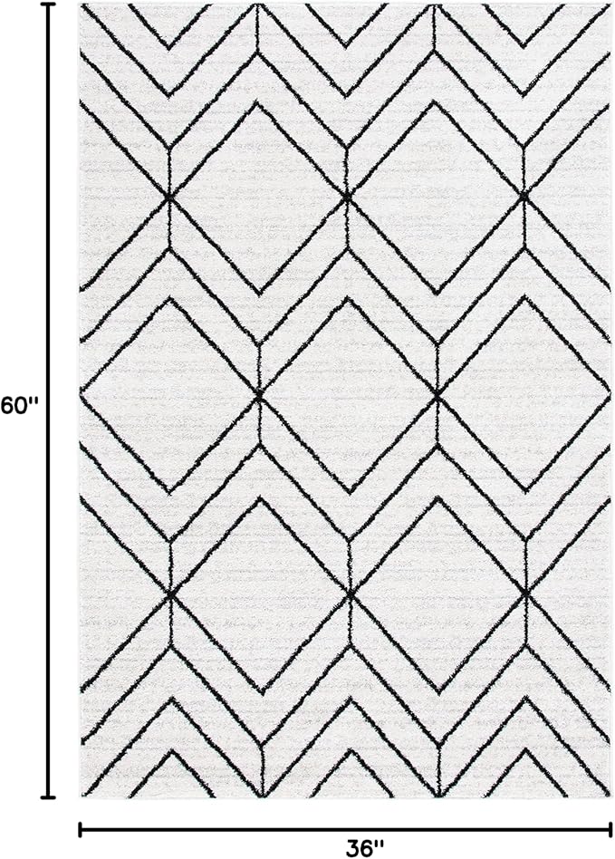 SAFAVIEH Adirondack Collection Accent Rug - 3' x 5', Ivory & Black, Modern Geometric Design, Non-Shedding & Easy Care, Ideal for High Traffic Areas in Entryway, Living Room, Bedroom (ADR241A)