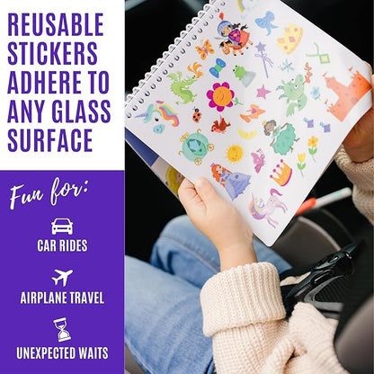 Kids Travel Educational Activity Book with Washable Markers - Car and Airplane Activities, Learning Toys for Toddlers- Search and Find, Reusable Stickers for Ages 4, 5, 6 (Princess)