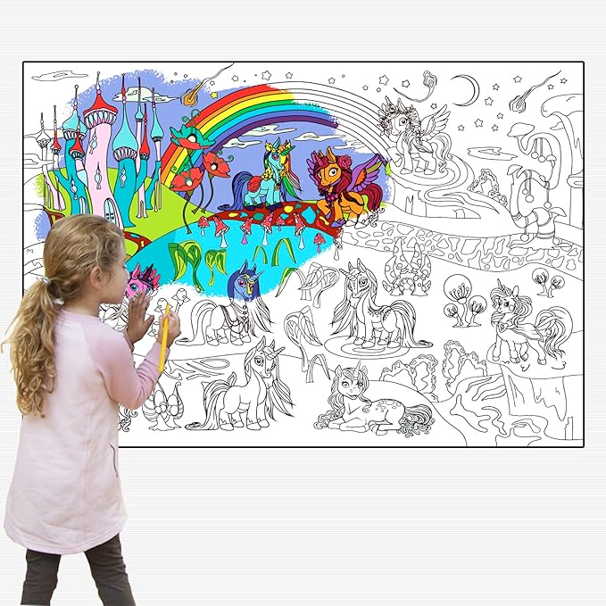 ALEX Art, Large Coloring Poster - Arts and Crafts Unicorn - Jumbo Table Coloring Sheet - Giant Coloring Posters for Kids - Creative Fun Birthday Gifts for Girls - Extra Huge Big Page Wall Size