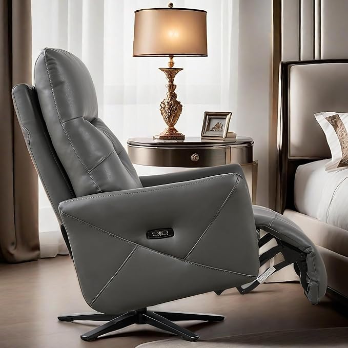 Recliner Chairs for Adults, Living Room Chair with Adjustable Headrest, Euro Contemporary Style Bedroom Chair with Dual Motor, Sofa Chair with USB Charge Port, Dark Brown