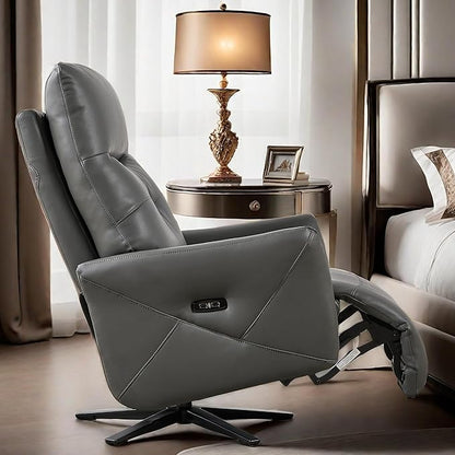 Recliner Chairs for Adults, Living Room Chair with Adjustable Headrest, Euro Contemporary Style Bedroom Chair with Dual Motor, Sofa Chair with USB Charge Port, Dark Brown