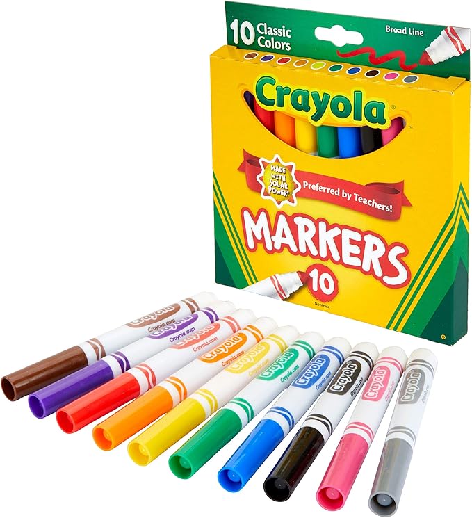 Crayola Broad Line Markers (12pks), Bulk Markers for School, Coloring Markers for Kids, Must Have Classroom Supplies for Teachers