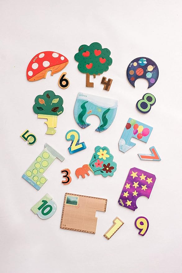 Tagalog Wooden Matching Number Magnets Game, Educational Matching Game for Toddlers 3+ Years Old - Fun Toddler Memory Game with Numbers and Words- Magnetic Learning Toy with Wooden Pieces