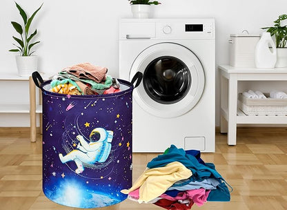 19.7 Inch Round Laundry Clothes Hamper Laundry Basket with Handles,Storage Organizer Bins Laundry Gift Basket for Room, Bedroom Decor