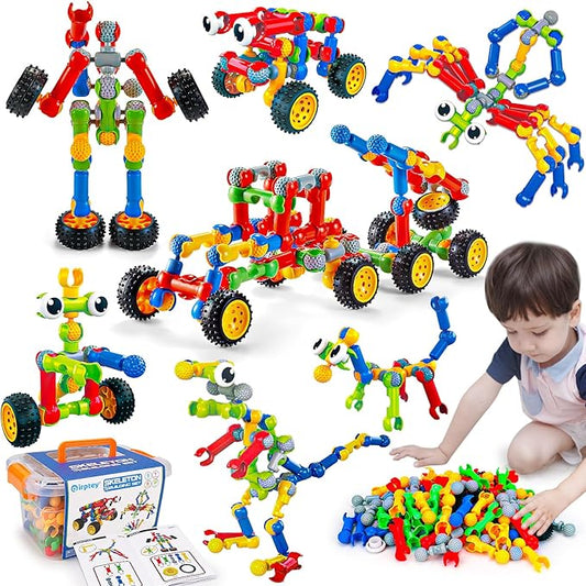 Kids STEM Building Toys for 3 4 5 6 7 8+ Year Old Boy Girl Birthday Gift, 125 Pcs Preschool Classroom Educational Building Blocks Stem Kits Activities Ages 3-5 4-8 5-7 6-8 Engineering Creative Games