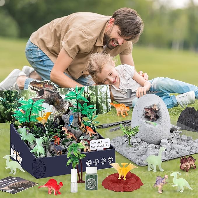 Jumbo Dino Eggs Dig Kit, Dinosaur Toys for Kids 5-7 8-12, 2 Dinosaur Eggs Excavation with Digging Tools, Educational STEM Toys for Boys Girls Birthday, Christmas, Easter Gift
