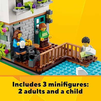 LEGO Creator 3 in 1 Cozy House Building Kit, Rebuild into 3 Different Houses, Includes Family Minifigures and Accessories, DIY Building Toy Ideas for Outdoor Play for Kids, Boys and Girls, 31139