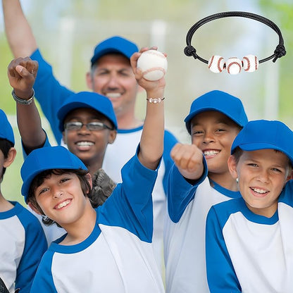 30pcs Sport Theme Charm Bracelets Adjustable Inspirational Beads Ball Party Favors for Teens Boys Girls Adult Decoration Wristbands Student Present