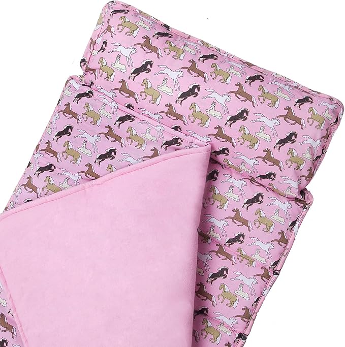 Wildkin Original Nap Mat with Reusable Pillow for Boys & Girls, Perfect for Elementary Daycare Sleepovers, Features Hook & Loop Fastener, Cotton Blend Materials Nap Mat for Kids