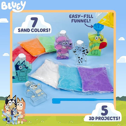 Bluey Sand Art, Includes 5 Sand Art Bottles & 7 Colored Sands, Features Bluey & Bingo, Create Your Own Sand Art, DIY Sand Art Kit, Bluey-Themed Art Kit, Fun Art Project for Kids, Gifts for Kids