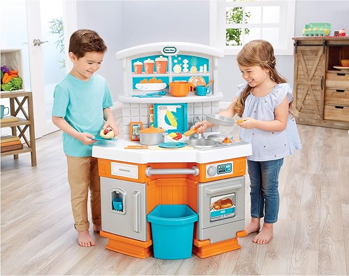 Little Tikes Home Grown Kitchen - Role Play Realistic Kitchen Real Cooking & Water Boiling Sounds Kitchen Accessories Set for Girls Boys - Multicolor 22 x 18 x 30.25 inches