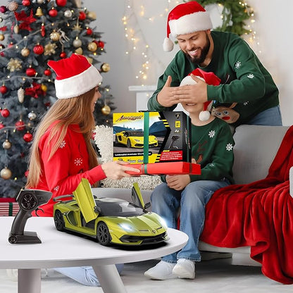 Lamborghini Remote Control Car, Officially Licensed 1:14 Lambo RC Car for Boys Girls Birthday Gift, Green Toys for 3 4 5 Years Old（Green）