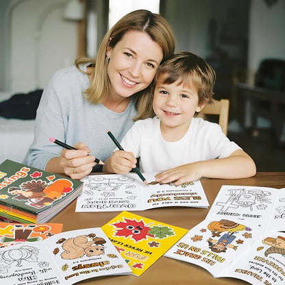 Dvbonike 24Pcs Fall Bible Coloring Books - Christian Religious DIY Color-in Pages Booklet Bulk Drawing Thanksgiving Autumn Activity Party Supplies for School Classroom Rewards Artwork Gift for Kids
