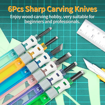 Wood Carving Tools Set - Wood Carving Knife Set for Beginners, Professionals, Hobbyists, Artists, and Sculptors - Multipurpose Sculpting, Soap Carving, Pumpkin Carving(PLASTIC HANDLE)