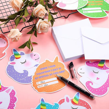 36 Pieces Unicorn Valentines Day Scratch and Sniff Cards for Kids, 6 Style Unicorn Scents Scratch and Sniff Exchange Present Cards for School Classroom Supplies Children Party Favors with 36 Envelopes